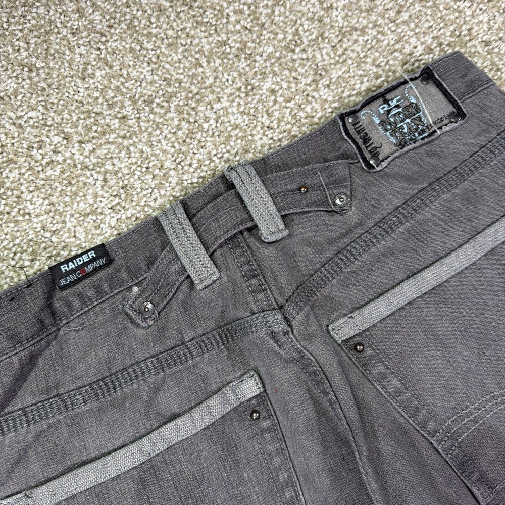 Y2K Raider Jeans Black Stonewashed Loose Fit Essentials Hiphop Style 34/32 - Picture 5 of 11